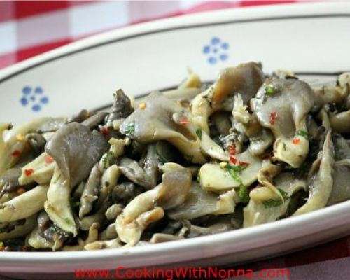 Sauteed Oyster Mushrooms  with Garlic and Mint